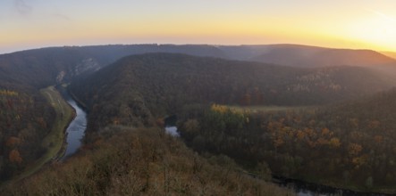 Sunrise, morning mood, autumn landscape, river loop, river Thaya, Thaya Valley National Park, Lower