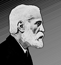 Portrait of Antoni Gaudí i Cornet, 1852 – 1926, Catalan architect and designer from Spain, the