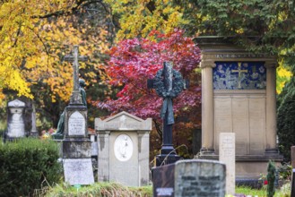 Pragfriedhof Stuttgart in autumn. November is traditionally a time for Christians to visit their