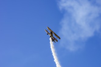 A Boeing PT-17 Stearman biplane, also Boeing Stearman Model 75, with the inscription 399 USNAVY