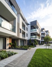 New modern block of flat, condo architecture, Residential apartment as a flat, luxury house