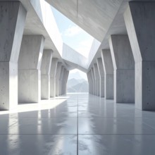 3d illustration of abstract modern architecture background, Minimal geometry architectural design,