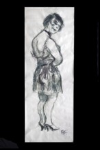 Original caricature, Berlin milieui from the 1940s, by artist Rudolf Führmann, 1909 to 1976,