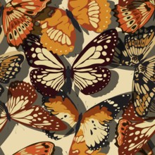 Seamless pattern with beautiful butterflies. Scalable vector tile design, retro style background