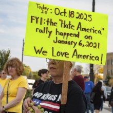 Detroit, Michigan USA - 18 October 2025 - A large crowd gathered for a 'No Kings' rally, protesting