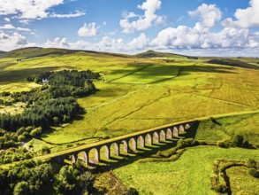 Shankend Viaduct from a drone, Hawick, Scottish Borders, Scotland, UK