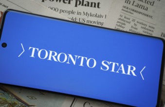 Dhaka, Bangladesh - 18 March 2025: The logo of the toronto star is displayed on a smartphone screen
