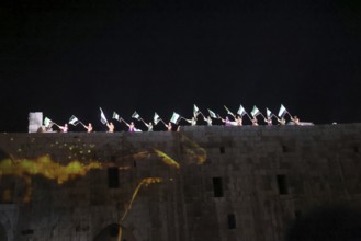 The inauguration of the Syrian Development Fund at Damascus Citadel featured light shows and stage