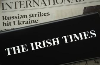 Dhaka, Bangladesh - 18 March 2025: The logo of The Irish Times is displayed on a smartphone screen