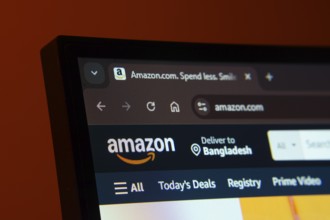 Dhaka, Bangladesh- 02 June 2025: Close-up of a computer screen displaying the Amazon web interface