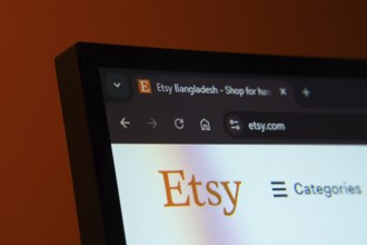 Dhaka, Bangladesh- 02 June 2025: Close-up of a computer screen displaying the Etsy web interface in