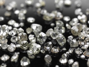 Many valuable diamonds, some rough, some cut, for further processing for the jewellery industry