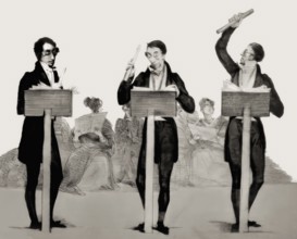 Caricature of gesturing Carl Maria von Weber, 1786 - 1826, German composer, conductor and pianist,