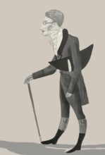 Caricature of Carl Maria von Weber, 1786 - 1826, German composer, conductor and pianist, digitally