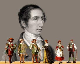 Portrait of Carl Maria von Weber, 1786 - 1826, German composer, conductor and pianist, figures from