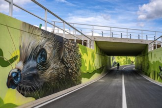 New bicycle tunnel at the junction of the B51 and Warendorfer Straße, in Münster, a bicycle and