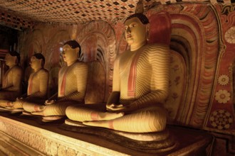 Buddha statues and murals in Dambulla Cave Temple, Dambulla, Sri Lanka
