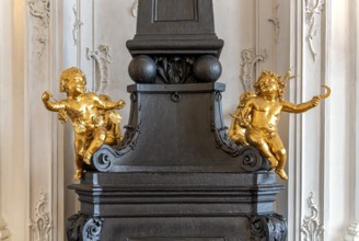 Interior design and exhibition rooms in the Würzburg Residence, imposing 18th century palace with