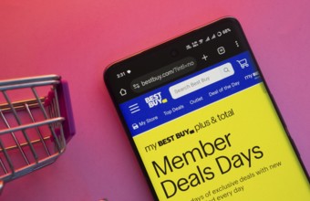 Dhaka, Bangladesh- 23 June 2025: A smartphone displaying the Best Buy website with a shopping cart