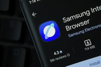 Dhaka, Bangladesh- 27 July 2025: Samsung Internet Browser app from Google Playstore is displayed on