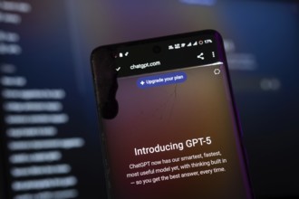 Dhaka, Bangladesh- 09 aug 2025: A smartphone screen displaying the OpenAI GPT-5 with the website is