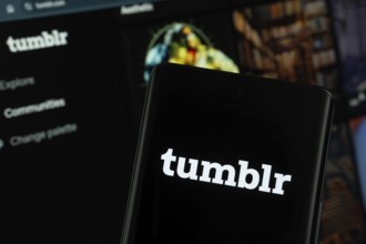 Dhaka, Bangladesh- 08 Aug 2025: Tumblr logo is displayed on a smartphone screen, with the website