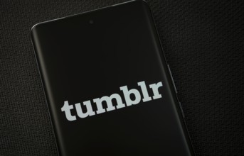 Dhaka, Bangladesh- 08 Aug 2025: Tumblr logo is displayed on a smartphone screen