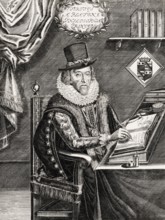 Fontispiece from the book 'Of the Advancement and Proficience of Learning, De Dignitate et