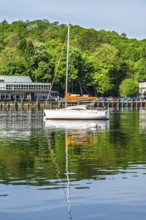 Boats on Windermere Lake, Fell Foot Park, Lake District, Cumbria, England, United Kingdom