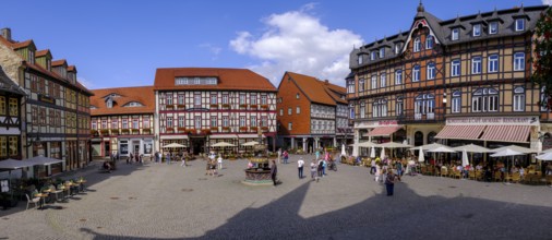 Half-timbered houses on the market square, Wernigerode, Harz, Saxony-Anhalt, Germany