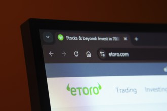 Dhaka, Bangladesh- 02 June 2025: Close-up of a computer screen displaying the eToro web interface
