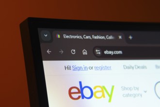 Dhaka, Bangladesh- 02 June 2025: Close-up of a computer screen displaying the eBay web interface in