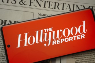 Dhaka, Bangladesh - 18 March 2025: The logo of The Hollywood Reporter is displayed on a smartphone