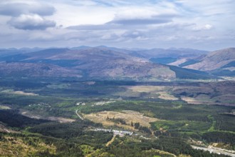 View from Nevis Range Mountains, Grampian Mountains, Fort William, Highland, Lochaber, Scotland, UK