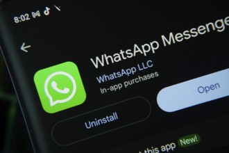 Dhaka, Bangladesh- 27 July 2025: WthasApp Messenger app from Google Playstore is displayed on a