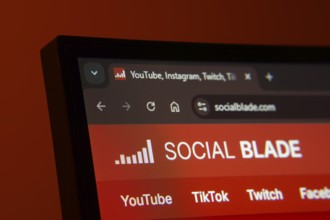 Dhaka, Bangladesh- 02 June 2025: Close-up of a computer screen displaying the Social Blade web