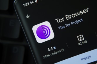 Dhaka, Bangladesh- 27 July 2025: Tor Browser app from Google Playstore is displayed on a smartphone