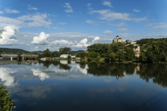 View of Trencín Castle from the banks of the Váh River, Capital of Culture 2026, Trencín, Slovakia