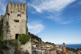 Picturesque mountain village overlooking the sea, Roquebrune, Roquebrune-Cap-Martin, near Monaco,