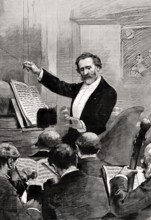 Giuseppe Verdi, 1813 – 1901, Italian opera composer, conducting Aida in Paris, 1880, digitally