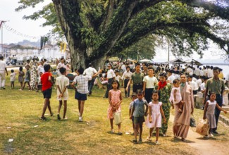 People celebrating having picnics, Waterfront, Johor Bahru, Malaysia, Southeast Asia 1963 - Mawlid