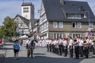 Shooting festival in Bad Fredeburg, in the Sauerland region, marching of the shooting companies in