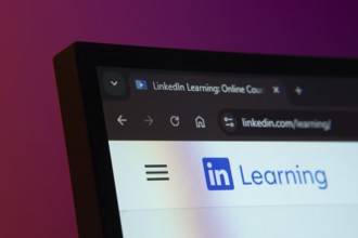 Dhaka, Bangladesh- 02 June 2025: Close-up of a computer screen displaying the Linkedin Learning web