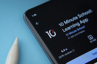 Dhaka, Bangladesh- 16 July 2025: 10 Minute School app from Google Playstore is displayed on a