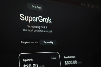 SuperGrok advertisement for Grok 4 with payment options emphasized
