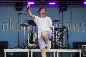 Eva Sauter, singer of the band ok.danke.tschüss at the Highfield Festival on Sunday, Störmthaler