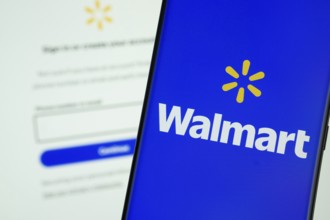 Dhaka, Bangladesh- 15 July 2025: Walmart logo is displayed on a smartphone screen, with the walmart