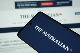 Dhaka, Bangladesh - 18 March 2025: The logo of The Australian is displayed on a smartphone screen,