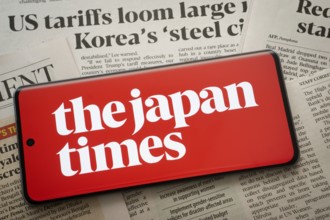 Dhaka, Bangladesh - 15 July 2025: The logo of The Japan Times is displayed on a smartphone screen