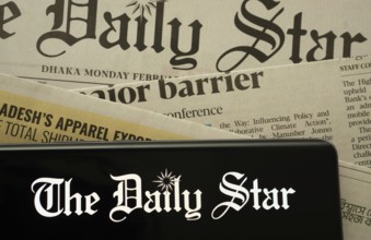 Dhaka, Bangladesh - 18 March 2025: The logo of The Daily Star is displayed on a smartphone screen